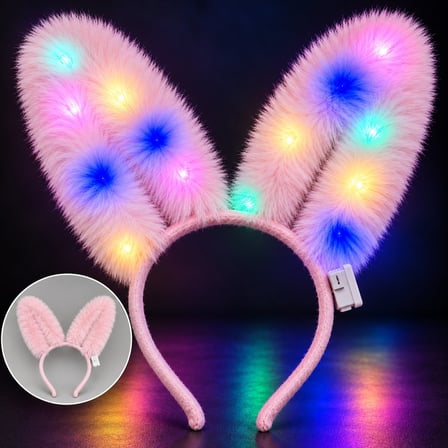 3 Modlu LED Işıklı Peluş Tşan Kulağı Pembe Renk