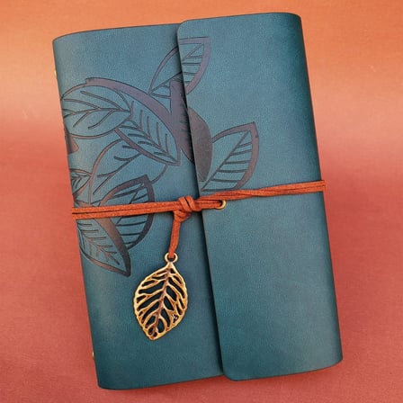 Deri Yaprak Desenli Petrol Misi Defter