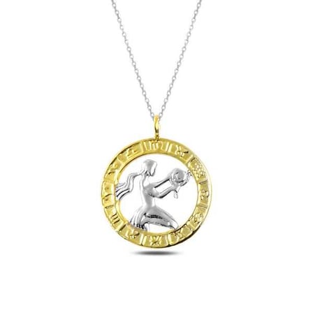 ​925 Ayar Gümüş Gold Başak Burcu Kadın Gümüş Kolye
