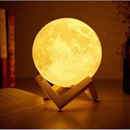 Ahşap Standlı Ay Gece Lambası 12Cm