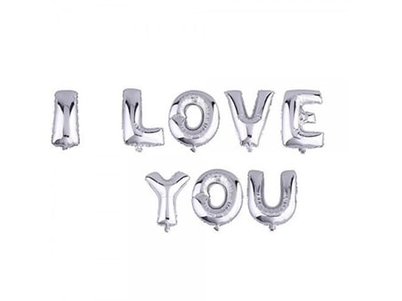 Parti Aksesuar I Love You Folyo Balon Gümüş Renk 35 CM
