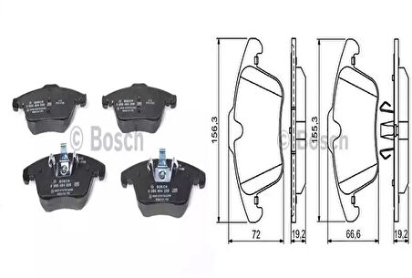 Volvo S60 2010 Sonrası, S80 2006 Sonrası, V60 V70 2006 Sonrası, XC70 2006 Sonrası / Ford S-Max 2006 Sonrası, Mondeo IV 2007 Sonrası, Galaxy III 2006 Sonrası / Freelander II 2007 Sonrası Ön Fren Balatası (Bosch1)