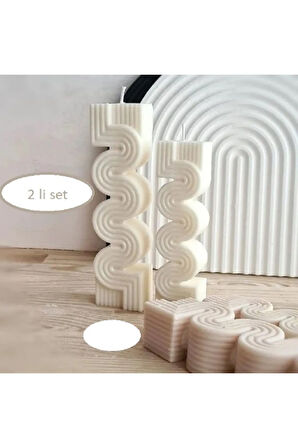 Dekoratif Wave Mum kalıbı ikili set