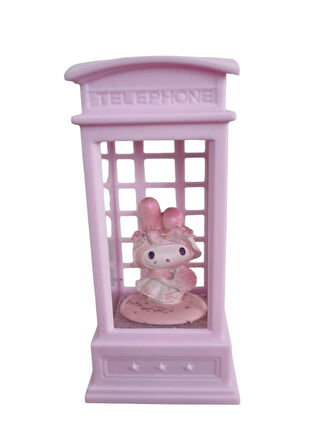 Işıklı Retro Telefon Kulubesi Sevimli Kız Tasarımlı Kar Küresi