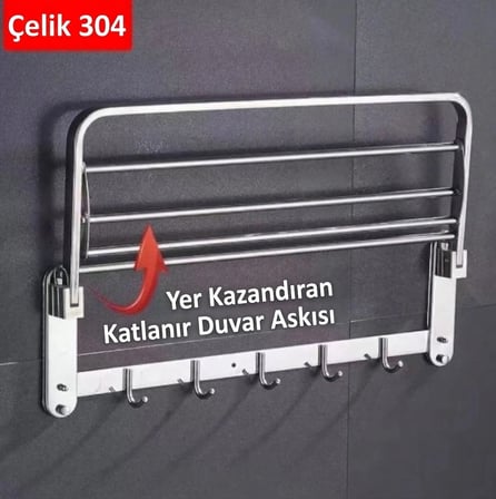 Raflı Havluluk Oval Köşeli Model 60 CM SS304 Paslanmaz Çelik Renk Parlak Krom