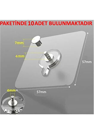 SÜPER GÜÇLÜ ÇERÇEVE ASKISI PİN DELGİSİZ VİDALI TIRNAK KANCA YAPIŞKANLI RAF TUTUCU ASKI 10 LU