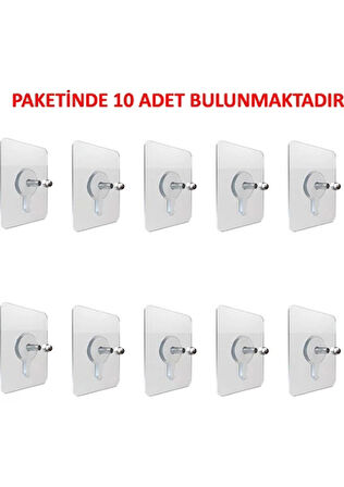SÜPER GÜÇLÜ ÇERÇEVE ASKISI PİN DELGİSİZ VİDALI KANCA YAPIŞKANLI RAF TUTUCU ASKI 10 LU