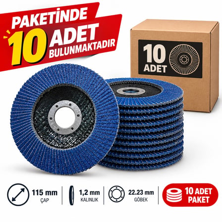 Flap Disk Zımpara Zirkonyum 115mm 60 Kum Pakette 10 Adet