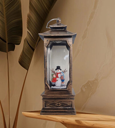 Dekoratif  Sulu Simli  Kardan Adam Ve Çocuklar Kar Küresi Yılbaşı Süsü 31*11*10cm