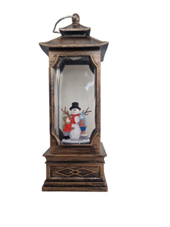 Dekoratif  Sulu Simli  Kardan Adam Ve Çocuklar Kar Küresi Yılbaşı Süsü 31*11*10cm