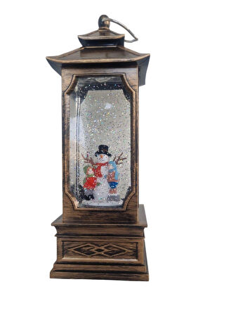 Dekoratif  Sulu Simli  Kardan Adam Ve Çocuklar Kar Küresi Yılbaşı Süsü 31*11*10cm