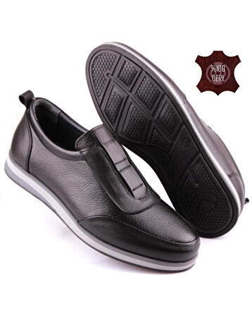 DETECTOR Erkek Siyah Deri Rahat Günlük Loafer Ayakkabı ARDEN