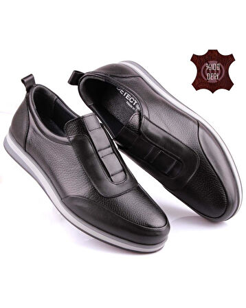 DETECTOR Erkek Siyah Deri Rahat Günlük Loafer Ayakkabı ARDEN