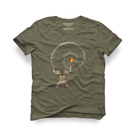 Tarrzz Bilgeliğin Evreni  Tasarım Tişört Sanatsal Baskılı Tişört %100 Pamuklu Haki Yeşili Bisiklet Yaka Kısa Kollu Tasarım Tshirt