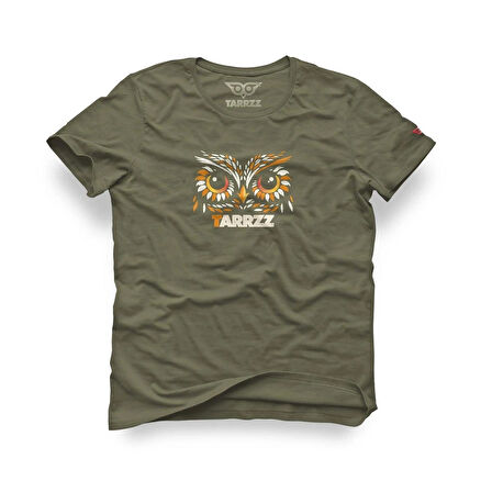 Tarrzz Brand Name Tasarım Tişört Sanatsal Baskılı Tişört %100 Pamuklu Haki Yeşili Bisiklet Yaka Kısa Kollu Tasarım Tshirt