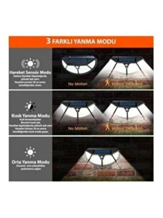122 Cob Solar Güneş Enerjili Hareket Sensörlü Bahçe Lambası
