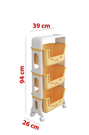 3 Katlı Oyuncak Dolabı, Oyuncak Organizeri, Sepetli Oyuncak Dolabı