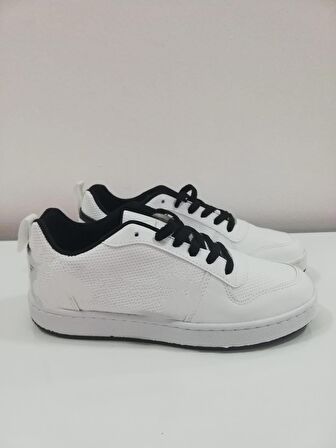 Beyaz Court Bağcıklı Kadın Sneaker Spor Ayakkabısı 