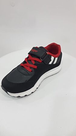 Siyah kırmızı Schteıger 03096 Bantlı Bağcıklı Unisex Çocuk Spor Ayakkabı