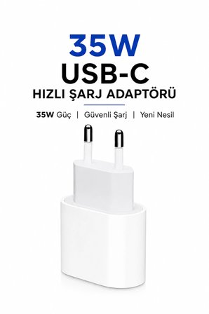 Apple Iphone 35w Usb-c Hızlı Şarj Aleti Adaptörü Iphone 15 - 16 - 17 - Pro - Pro Max Uyumlu