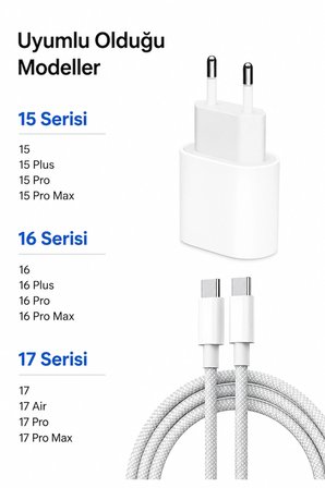 Apple 35w Usb-c Ultra Hızlı Şarj Aleti Seti Iphone 15 - 16 - 17 - Pro - Pro Max Uyumlu