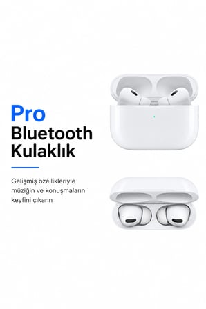 Pro Android ve IOS İphone Uyumlu Silikonlu Kablosuz Mikrofonlu Bluetooth Kulaklık İphone Samsung Xiaomi Redmi Oppo Realme Huawei Uyumlu Beyaz
