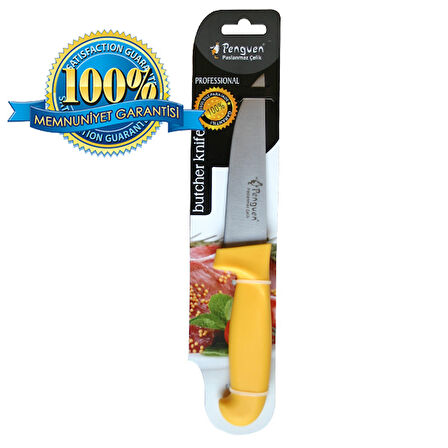 Mutfak Bıçağı - Plastik Ergonomik Sap - No: 6 - Sarı (PNG-1551-6)