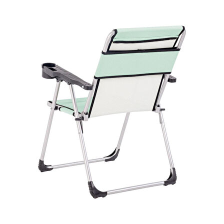 Katlanabilir Piknik ve Kamp Sandalyesi - Bardaklıklı - Rock - Su Yeşili (A-03)- 140KG Taşıma