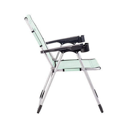 Katlanabilir Piknik ve Kamp Sandalyesi - Bardaklıklı - Rock - Su Yeşili (A-03)- 140KG Taşıma