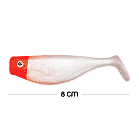 Silikon Balık Yem - DFT - 8cm - Kırmızı/Beyaz - 5'li Paket (141-3017)