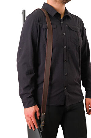 Tüfek Askı Kayışı - Savage - 4 cm Kolon - Kahve