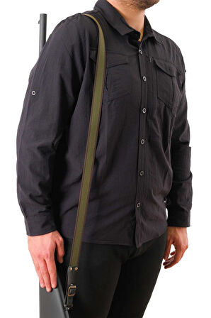 Tüfek Askı Kayışı - Savage - 3 cm Kolon - Haki/Kahve