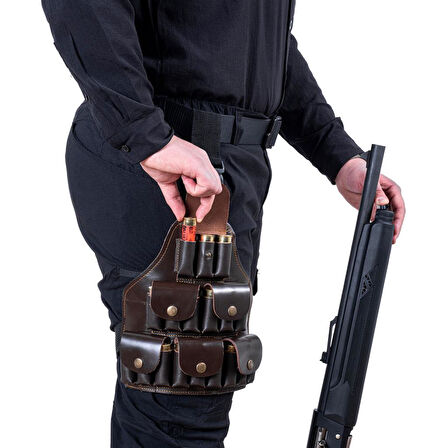 Deri Bacak Fişekliği - Savage - Kahve - 18'li