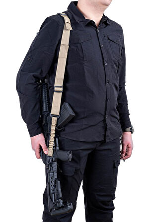 Tüfek Askı Kayışı - Savage - Çift Nokta Yaylı - Tactical - Kum