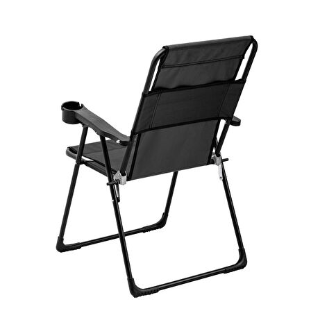 4 Adet Katlanır Kamp Sandalyesi ve Masa Seti - Rest - Taşıma Çantalı - Siyah - 130 KG Taşıma