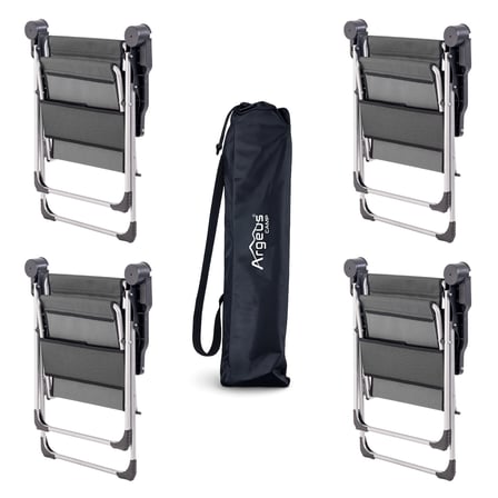 4 Adet Katlanır Kamp Sandalyesi ve Alüminyum Masa Seti - Rock Silver - Füme
