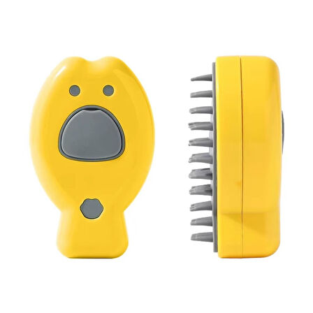 Şarjlı Buharlı Kedi Köpek Tarağı - Yumuşak Silikon Tüy Toplayıcı - Sarı (8675)