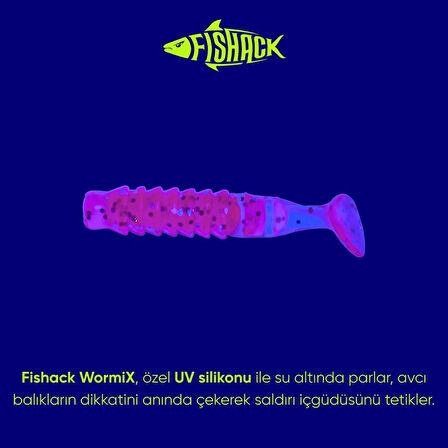 Silikon Kurt Yem - 1,5g 45mm - Fishack - 10 Adet - UV Silikon - Pembe - Karides Kokulu