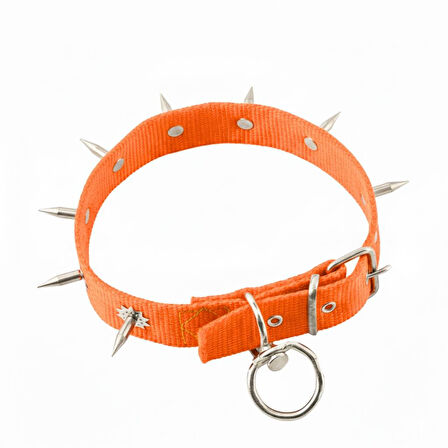 Dokuma Çivili Köpek Boyun Tasması - 4*70 cm - Turuncu