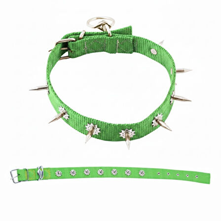 Dokuma Çivili Köpek Boyun Tasması - 4*70 cm - Yeşil