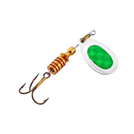 Alabalık Turna Döner Olta Kaşık - Ilba Tondo Alpha 30183 - Gümüş/Yeşil - No:3