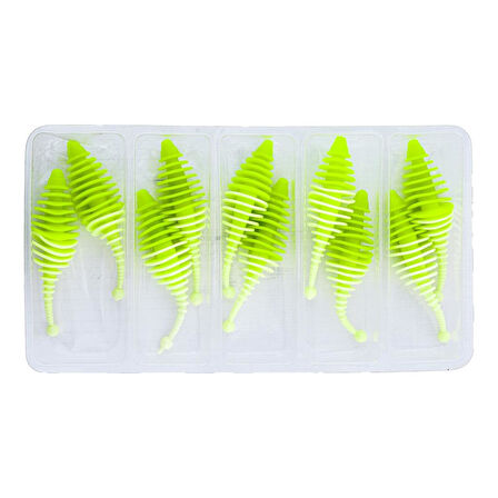 Silikon Kurt Yem - 3g 65mm - Fishack Wormix - 1 Adet - Yeşil/Beyaz - Karides Kokulu