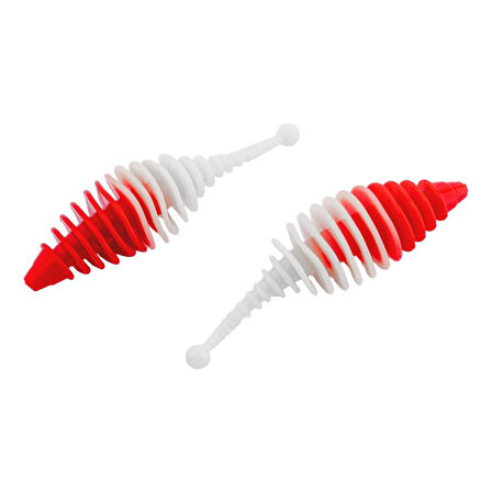 Silikon Kurt Yem - 3g 65mm - Fishack Wormix - 1 Adet - Kırmızı/Beyaz - Karides Kokulu