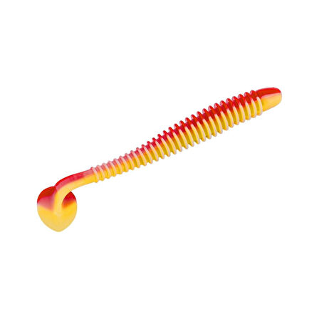 Silikon Kurt Yem - 4,2g 105mm - Turna/Levrek Silikonu - 1 Adet - Kırmızı/Sarı - Karides Kokulu