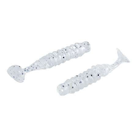 Silikon Kurt Yem - 1,5g 45mm - Fishack - 10 Adet - Simli Beyaz - Karides Kokulu