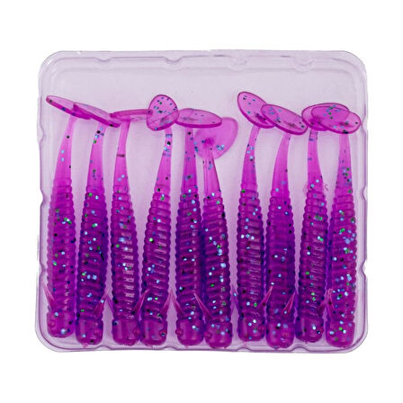 Silikon Kurt Yem - 1g 50mm - Fishack Wormix - 10 Adet - Purple - UV Silikon