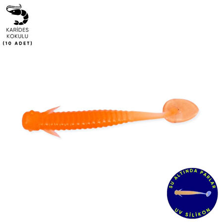Silikon Kurt Yem - 1g 50mm - Fishack Wormix - 10 Adet - Orange - UV Silikon