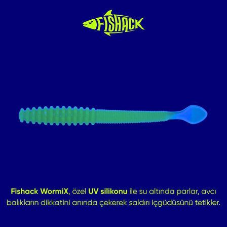 Silikon Kurt Yem - 2,2g 87mm - Fishack Wormix - Fluo Green - UV Silikon