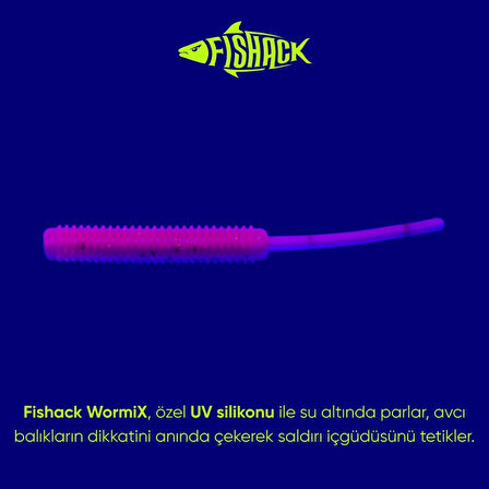 Silikon Kurt Yem - LRF Yem - 1g 52mm - Fishack Wormix - 10 Adet - Pink Gray - UV Silikon