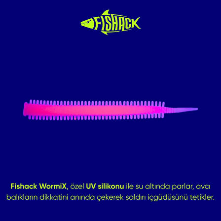 Silikon Kurt Yem - LRF Yem - 1g 70mm - Fishack Wormix - 10 Adet - Pink Glow - UV Silikon